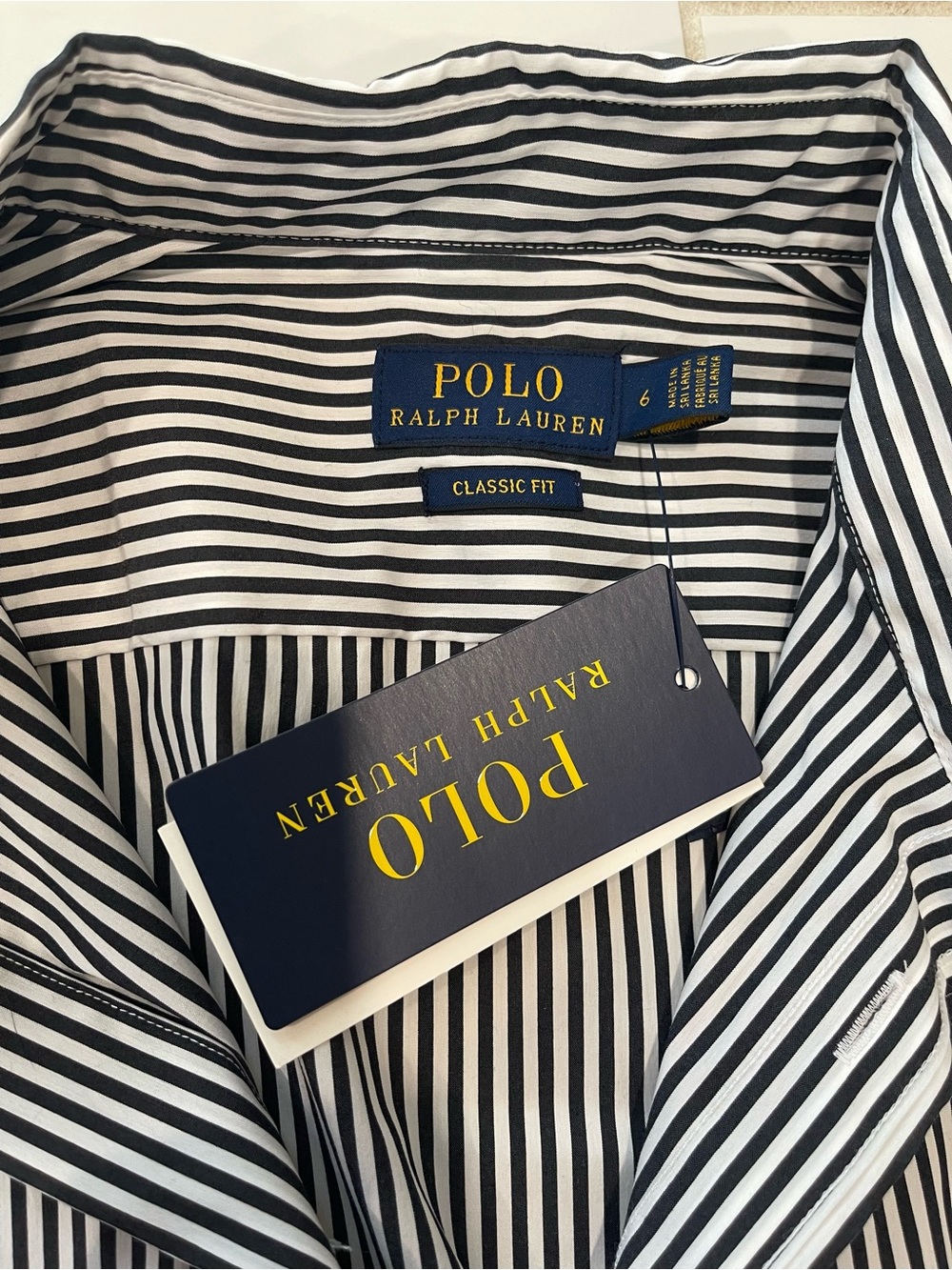Polo by Ralph Lauren Black & White Striped Button-Down Shirt - Picture 2 of 3